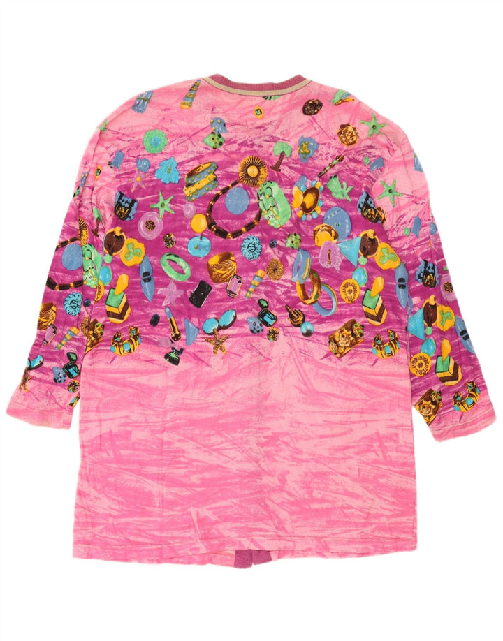 Cardigã feminino Le Bambole com padrão abstrato e palangre IT 48 XL rosa