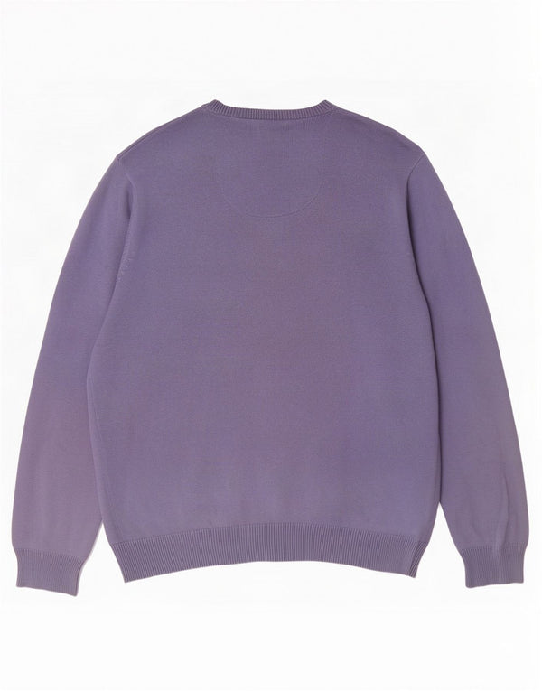 Suéter masculino Marks & Spencer Blue Harbor com decote em V, grande algodão roxo