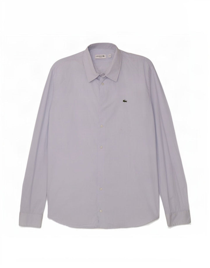 Camisa masculina Lacoste Slim Fit tamanho 44 XL azul algodão