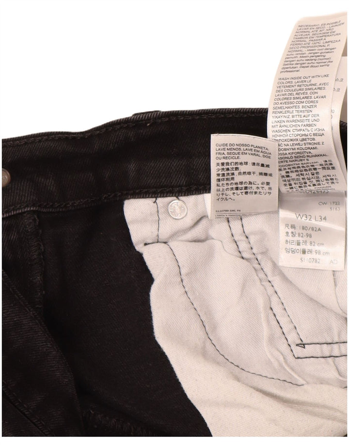 LEVI'S Masculino 502 Tapered Jeans W32 L31 Algodão Preto