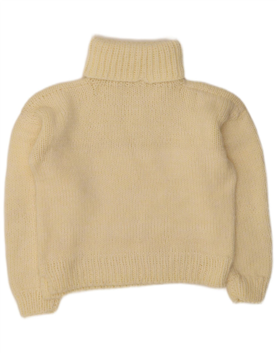 Suéter feminino vintage com gola redonda Reino Unido 14 amarelo médio