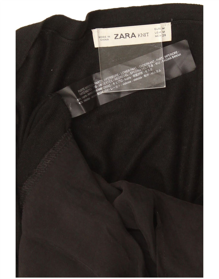 Suéter cardigã feminino Zara UK 14 médio preto Cupro