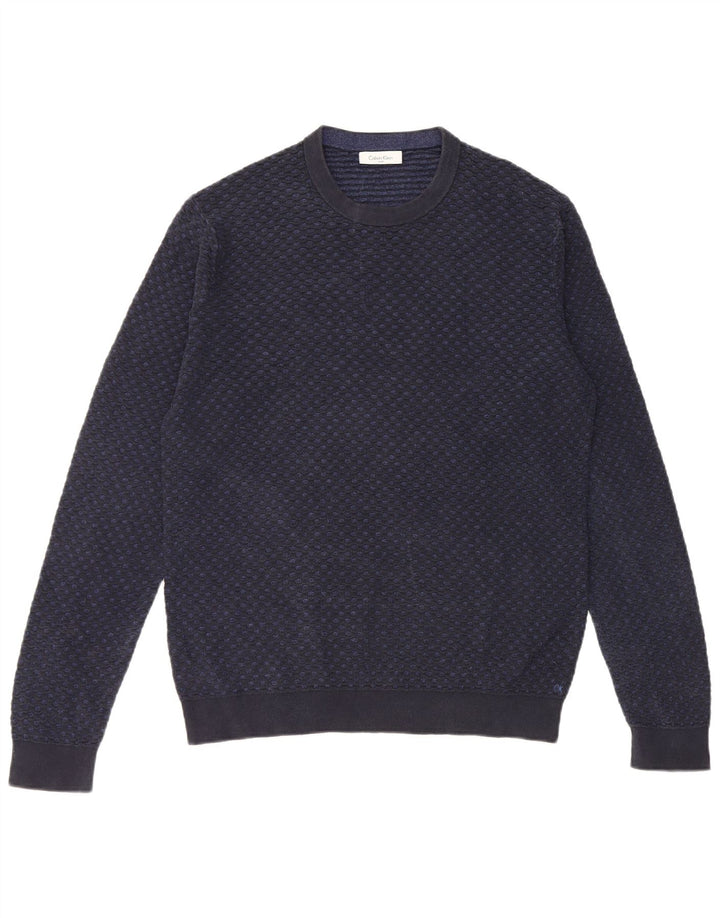 Suéter masculino Calvin Klein com gola redonda pequeno azul marinho