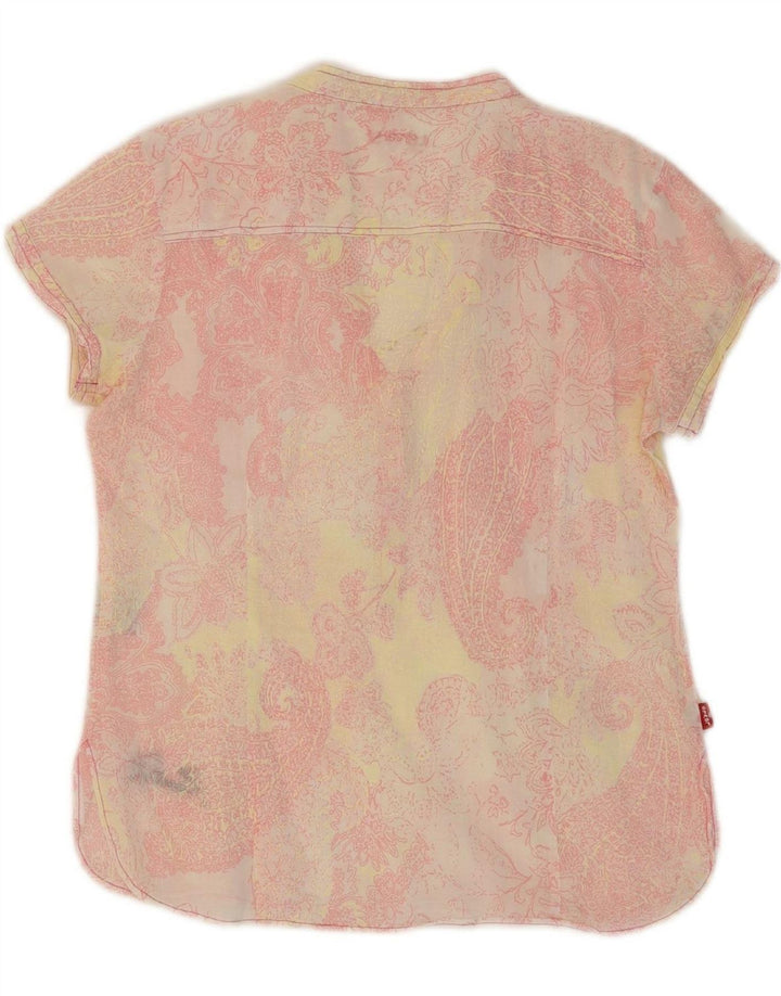 Blusa feminina LEVI'S UK 14 grande algodão paisley rosa