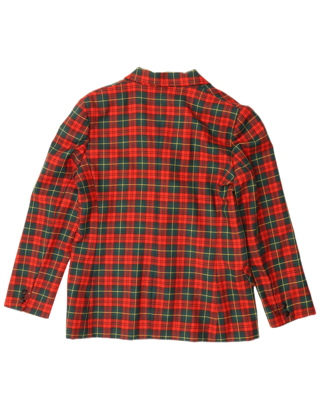 Jaqueta blazer feminina vintage com 3 botões IT 46 grande lã virgem xadrez vermelha