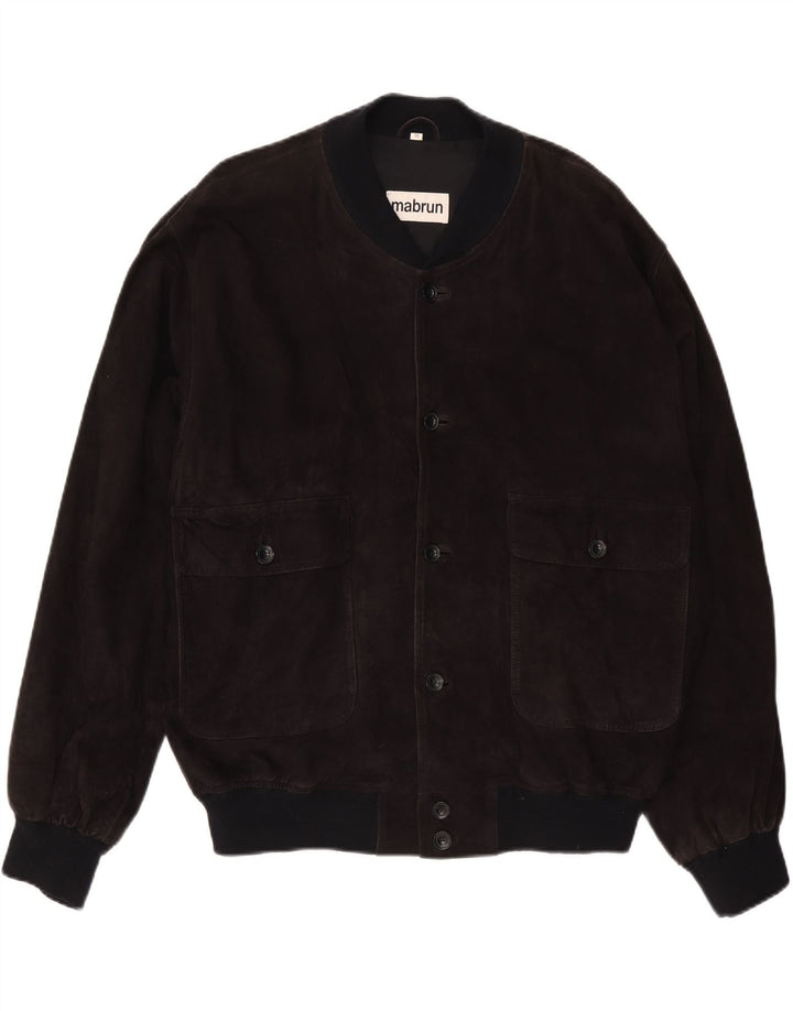 Jaqueta bomber masculina de camurça MABRUN IT 56 3XL couro preto