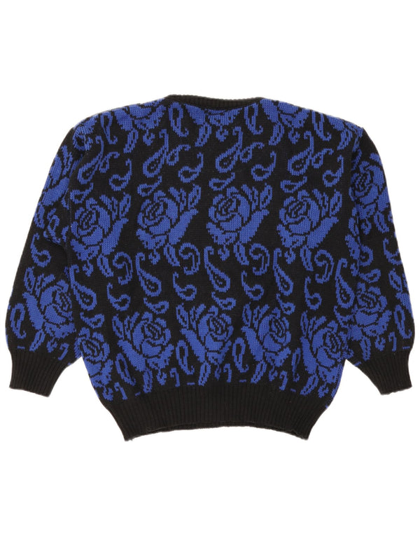 S.Oliver Suéter feminino grande com gola canoa Reino Unido 10 pequeno preto floral