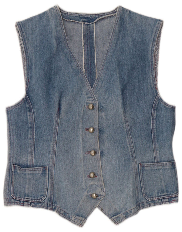 Colete jeans feminino vintage UK 14 azul médio