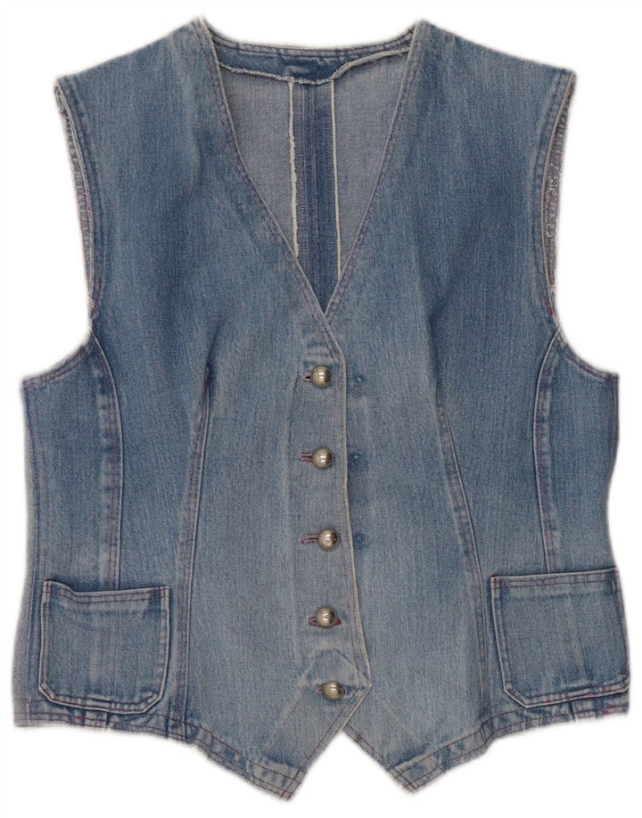 Colete jeans feminino vintage UK 14 azul médio