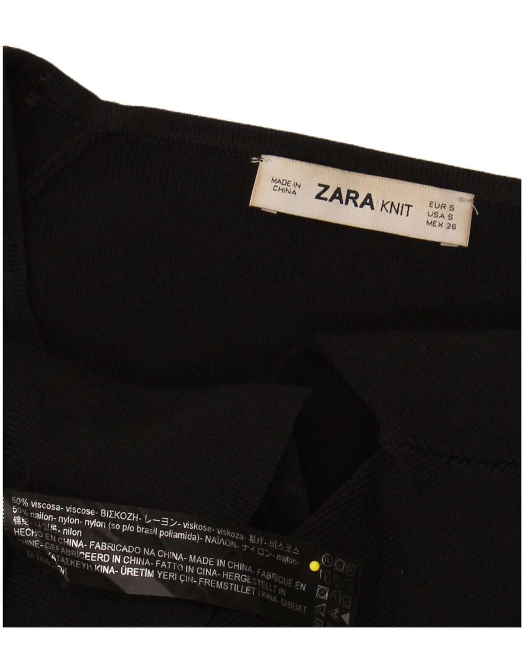 Suéter feminino ZARA manga 3/4 com decote em V Reino Unido 10 pequeno preto viscose