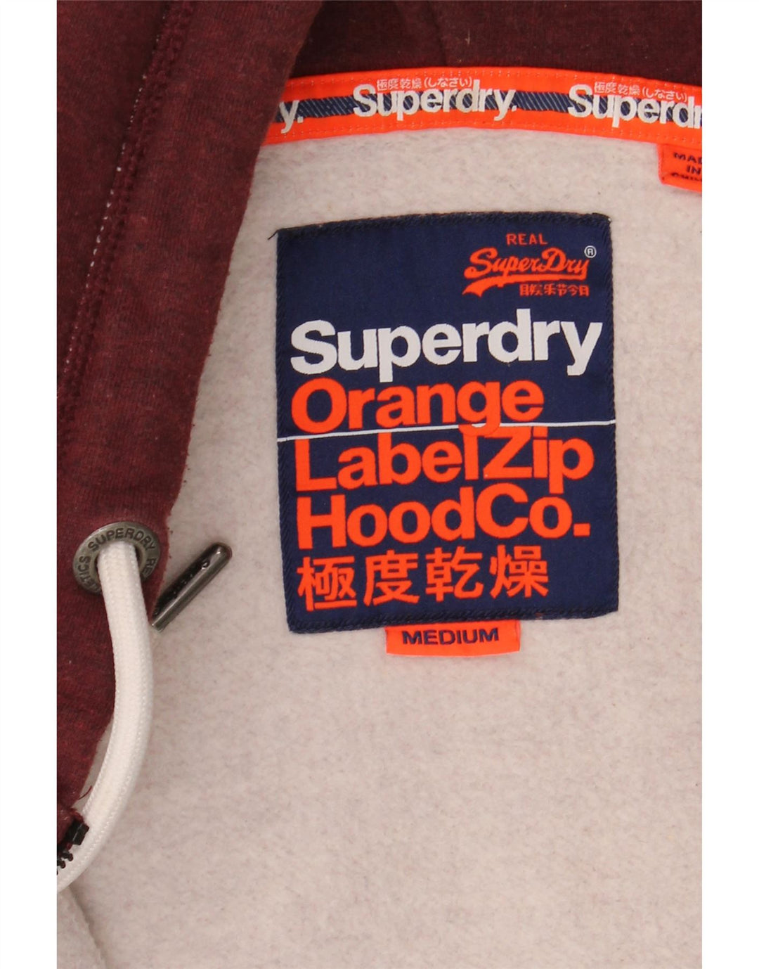 SUPERDRY Mens Zip Hoodie Sweater Medium Burgundy Cotton Vintage Superdry and Second-Hand Superdry from Messina Hembry 