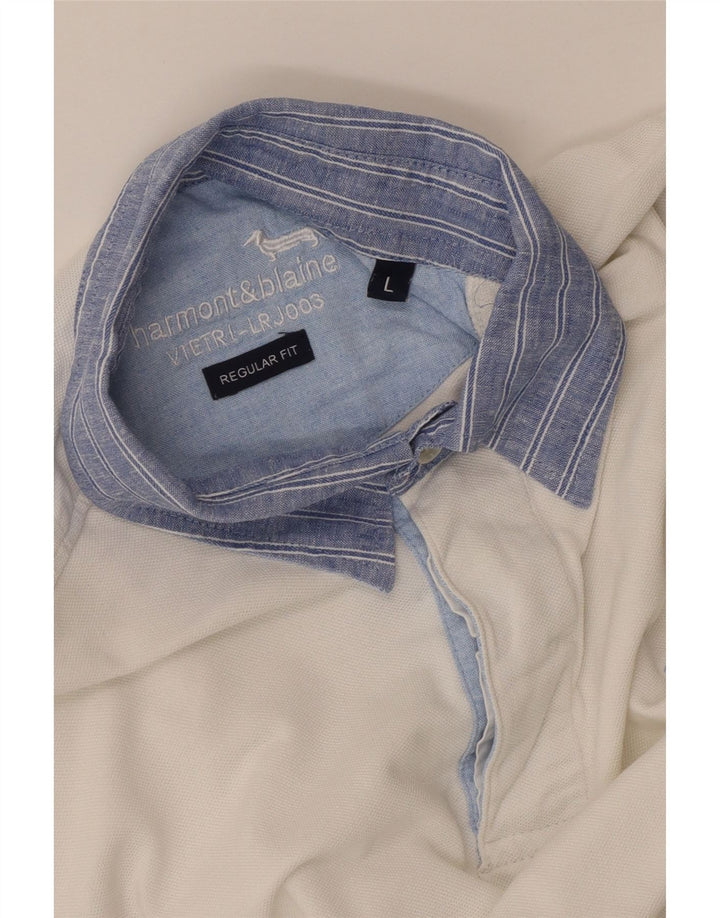 Camisa polo masculina Harmont & Blaine Regular Fit grande branca