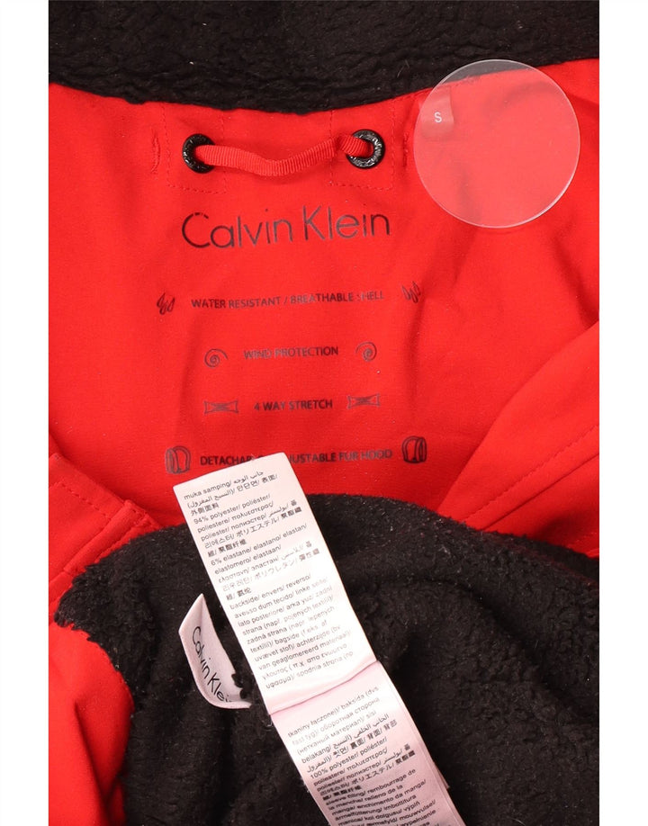 Jaqueta Parka Feminina Calvin Klein com Capuz Reino Unido 10 Pequeno Poliéster Vermelho