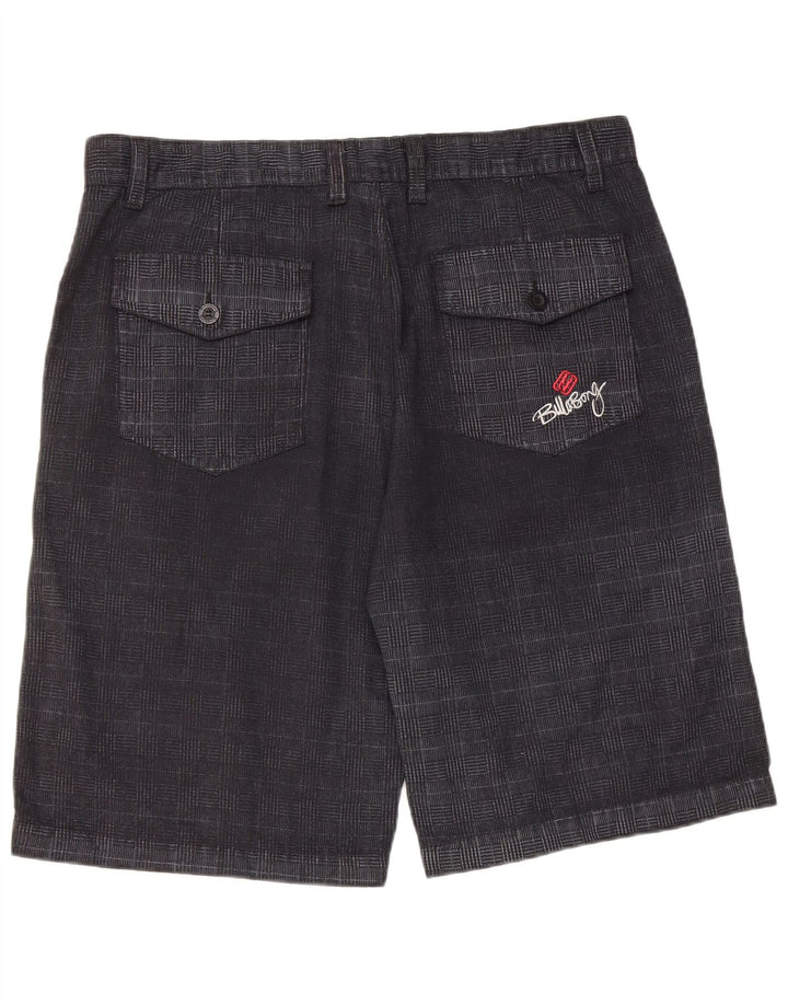 Billabong Mens Chino Shorts W40 XL Algodão Xadrez Preto