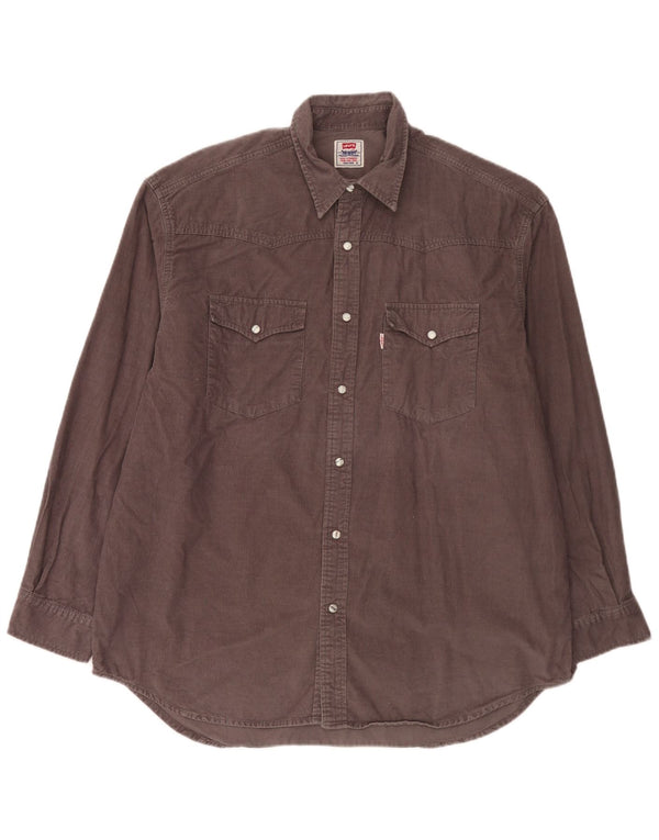 Camisa masculina de veludo cotelê Levi's XL marrom algodão