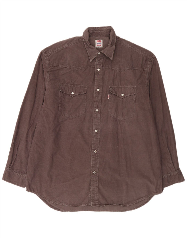 Camisa masculina de veludo cotelê Levi's XL marrom algodão