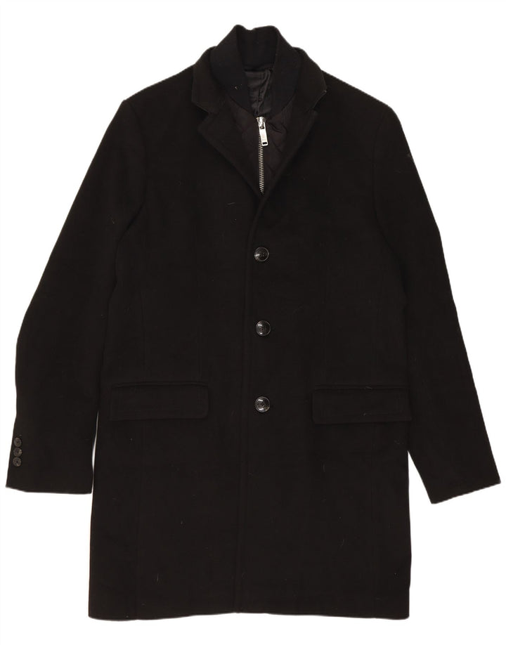 Sobretudo masculino Zara UK 38 poliéster preto médio