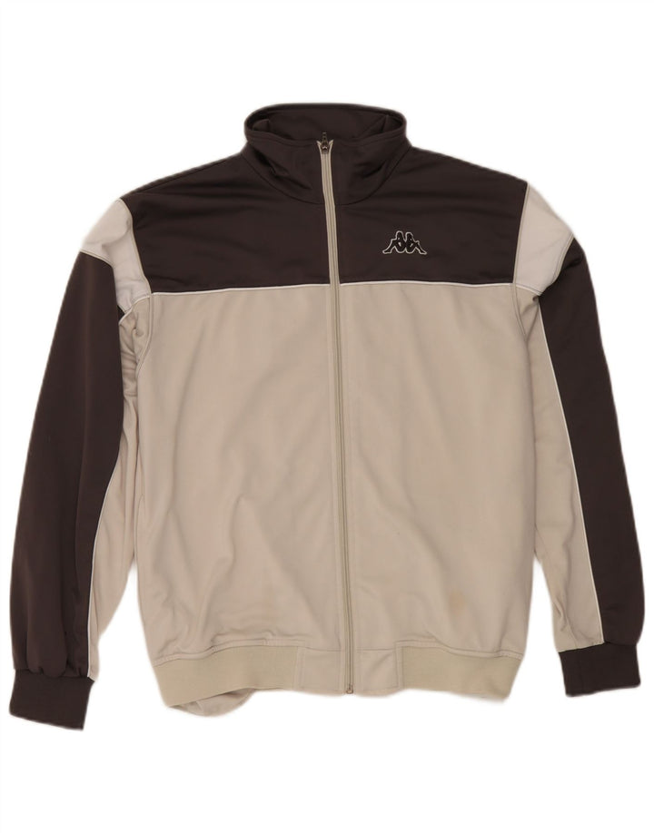 Kappa Mens Tracksuit Top Jacket Pequeno Poliéster Off White Colourblock