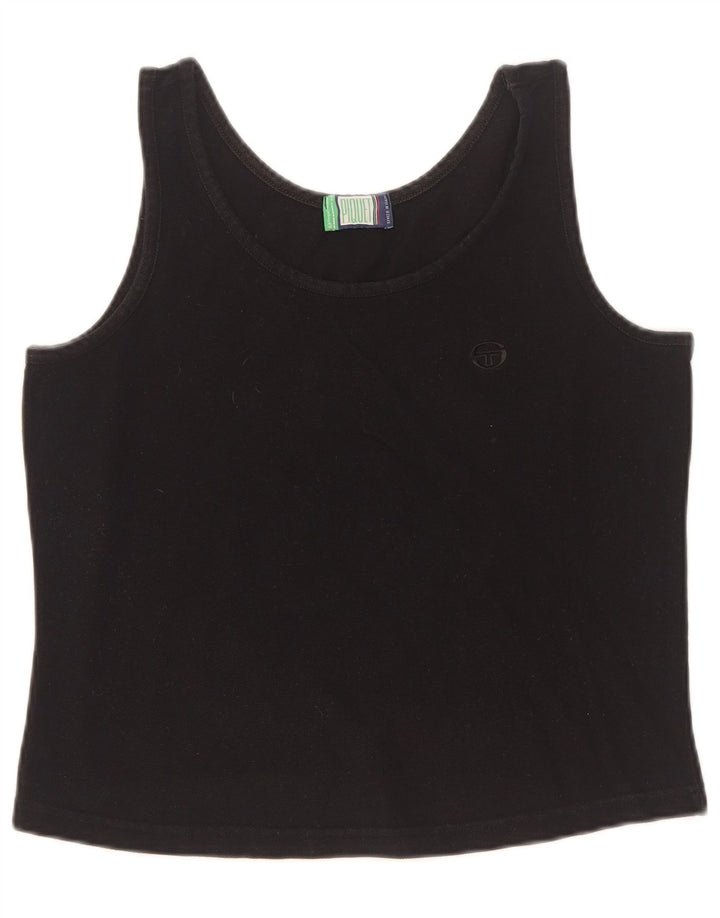 Sergio Tacchini Colete Crop Feminino Top UK 10 Pequeno Preto