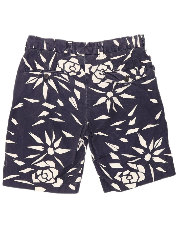 French Connection Mens Chino Shorts W30 Algodão Geométrico Azul Médio