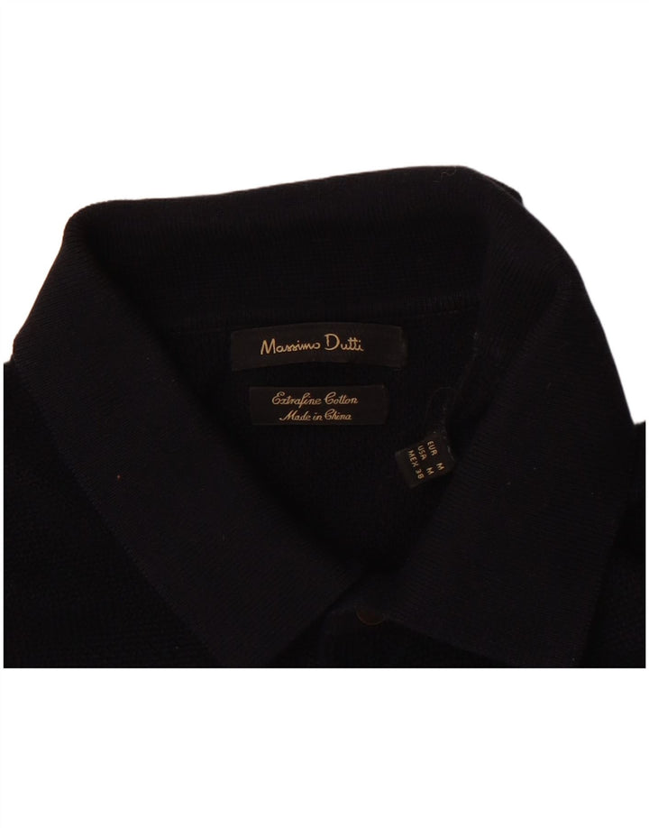 Camisa polo masculina Massimo Dutti média azul marinho