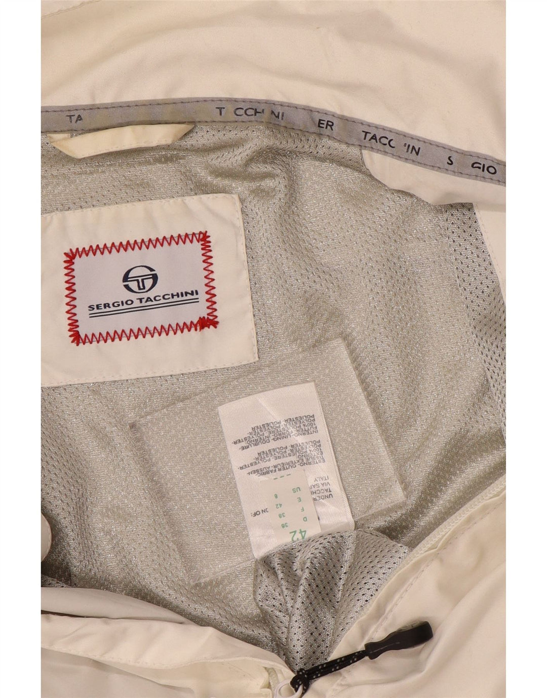 SERGIO TACCHINI Jaqueta de chuva feminina IT 42 poliéster branco médio