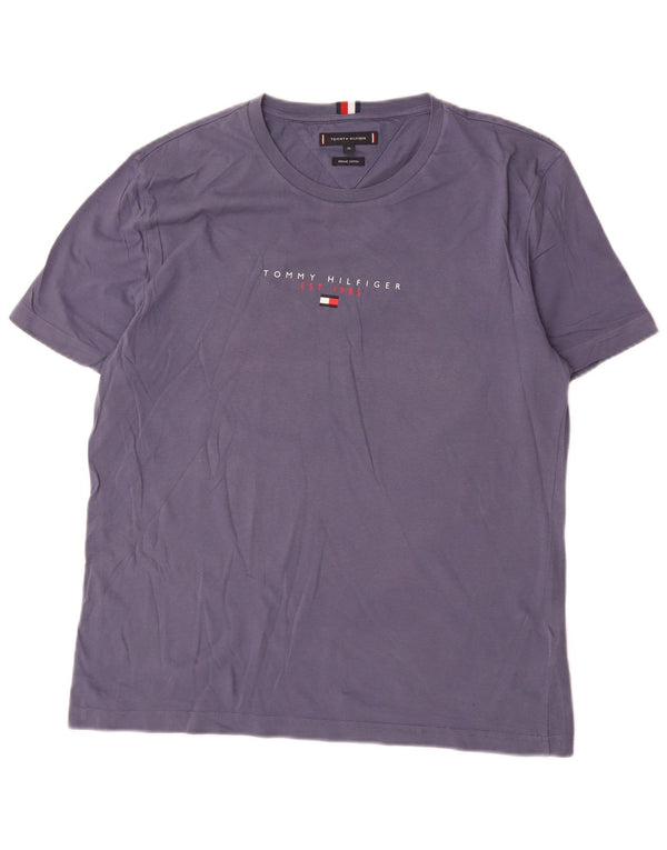 Tommy Hilfiger Camiseta masculina gráfica Top XL algodão roxo