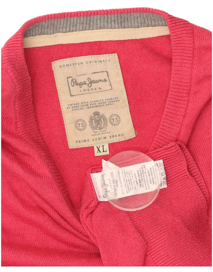 Suéter feminino PEPE JEANS com decote em V UK 18 XL algodão rosa