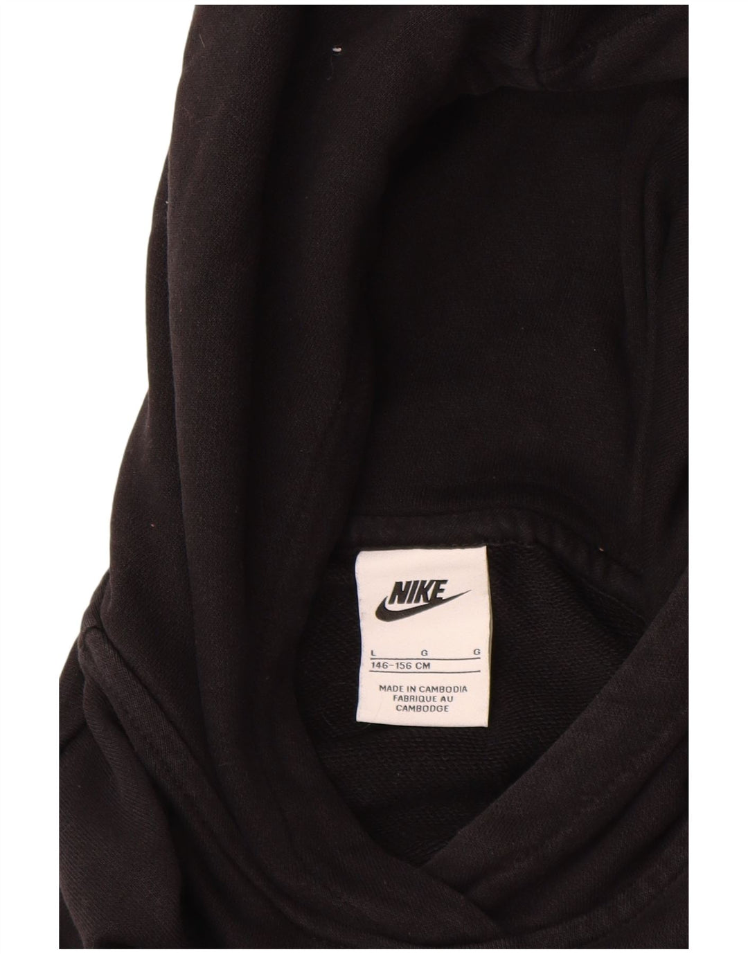 NIKE Girls Crop Graphic Hoodie Jumper 12-13 Anos Grande Algodão Preto