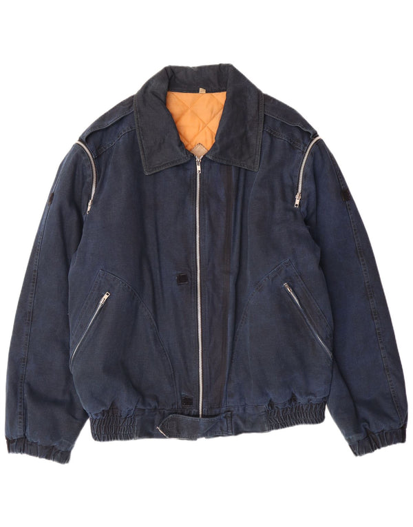 Jaqueta masculina jeans acolchoada militar ENRICO COVERI IT 52 XL azul marinho