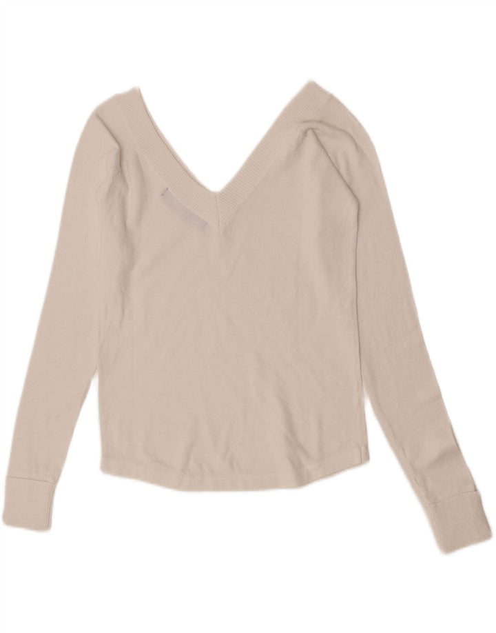 Blusa feminina Zara Top UK 14 grande algodão branco