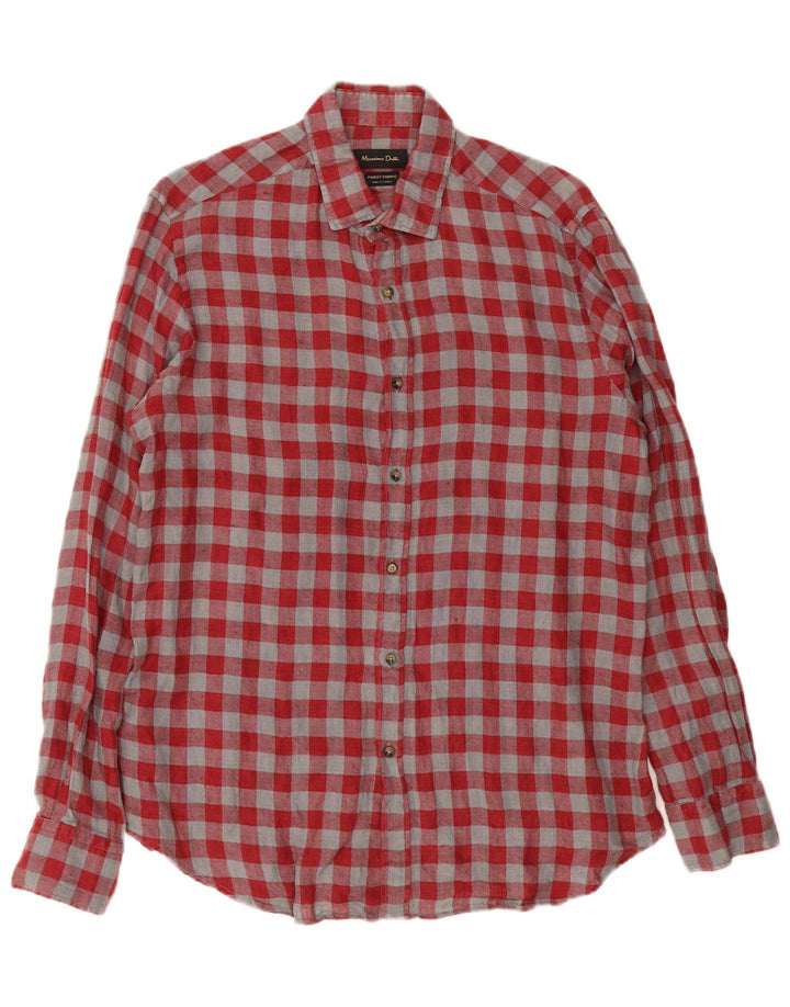 Camisa masculina Massimo Dutti grande xadrez vermelho