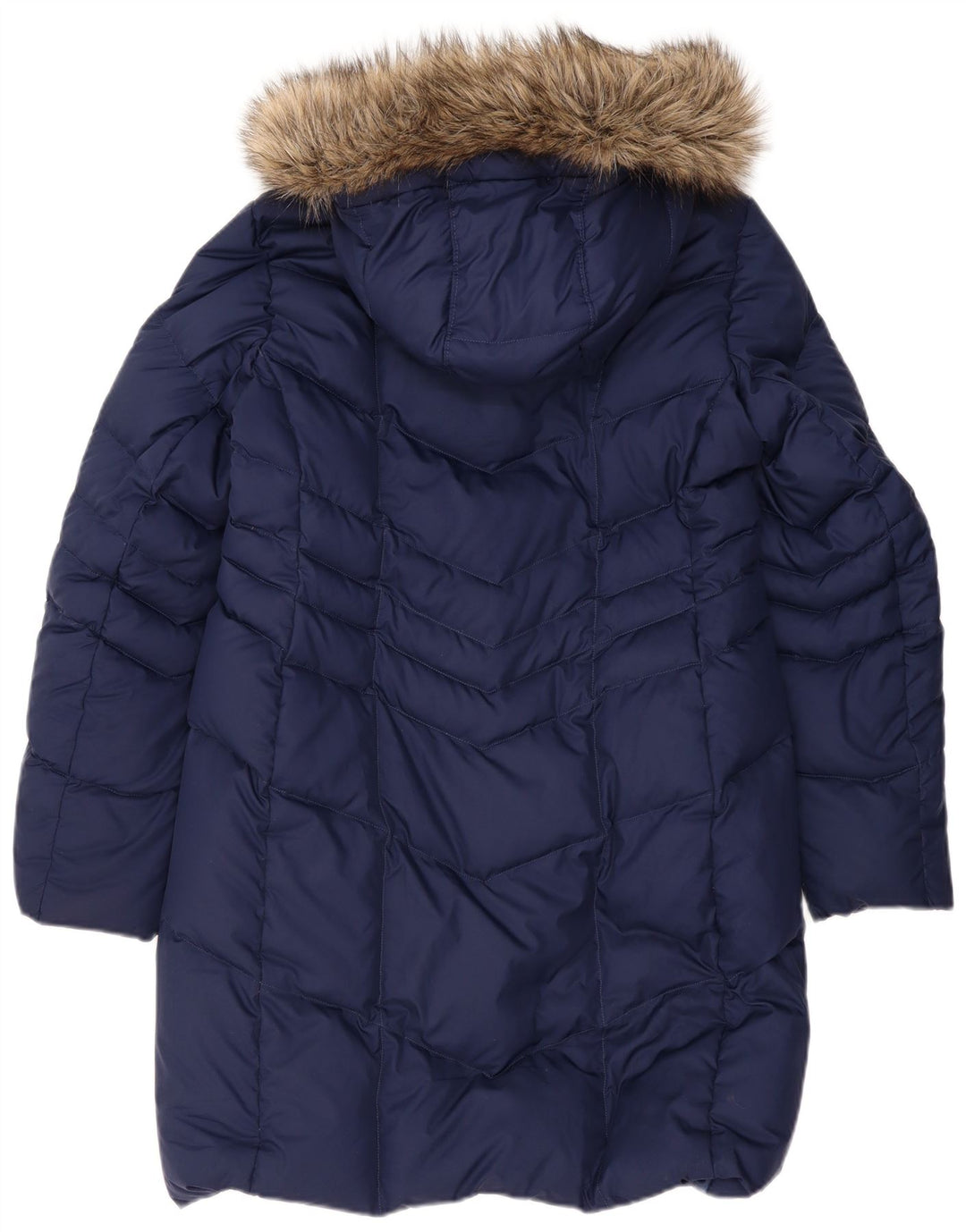 Casaco acolchoado com capuz feminino Lands End UK 14 poliéster azul marinho médio
