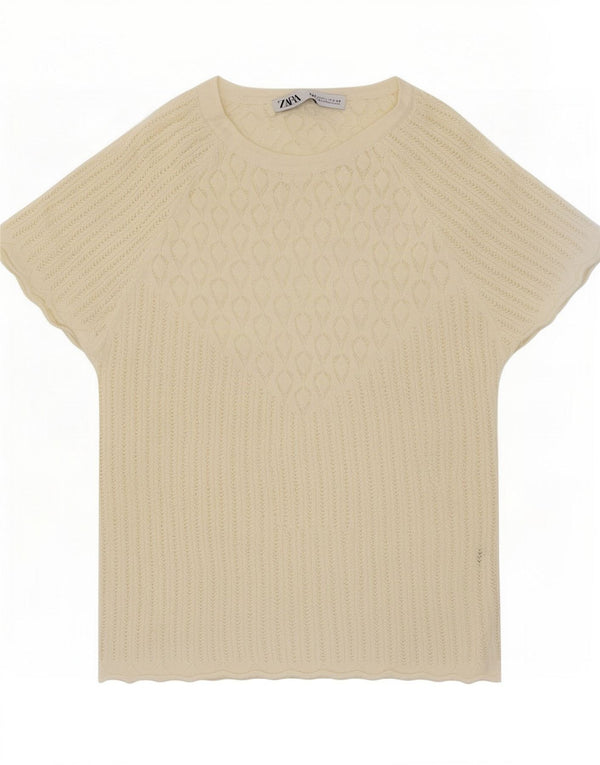 Camiseta feminina Zara UK 14 grande off white