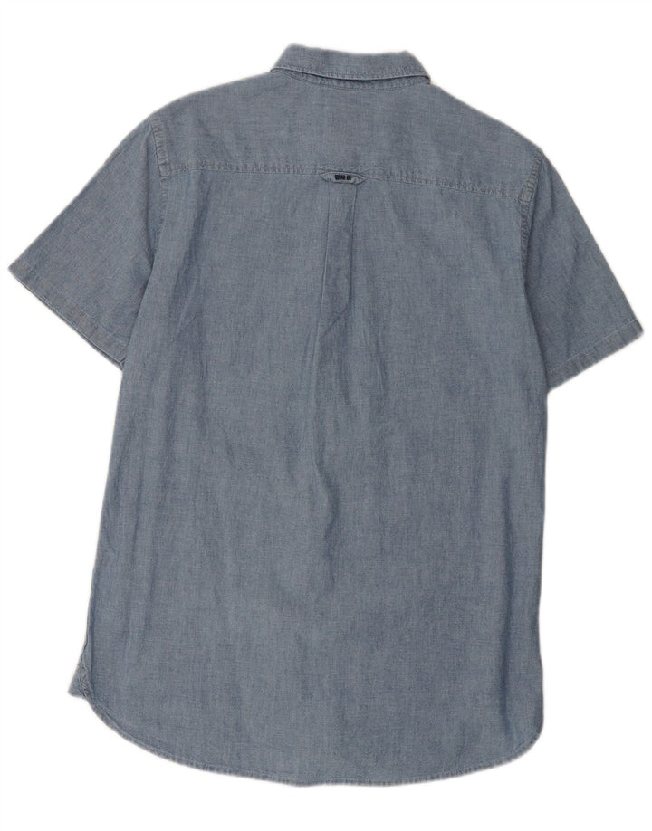 Camisa masculina Superdry de manga curta pequena azul algodão