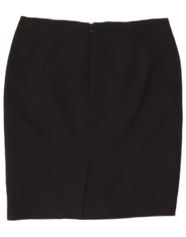 Saia lápis feminina VINTAGE UK 10 pequena W29 poliéster preto