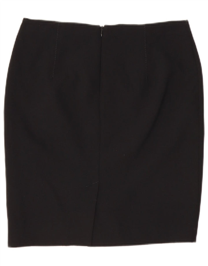 Saia lápis feminina VINTAGE UK 10 pequena W29 poliéster preto