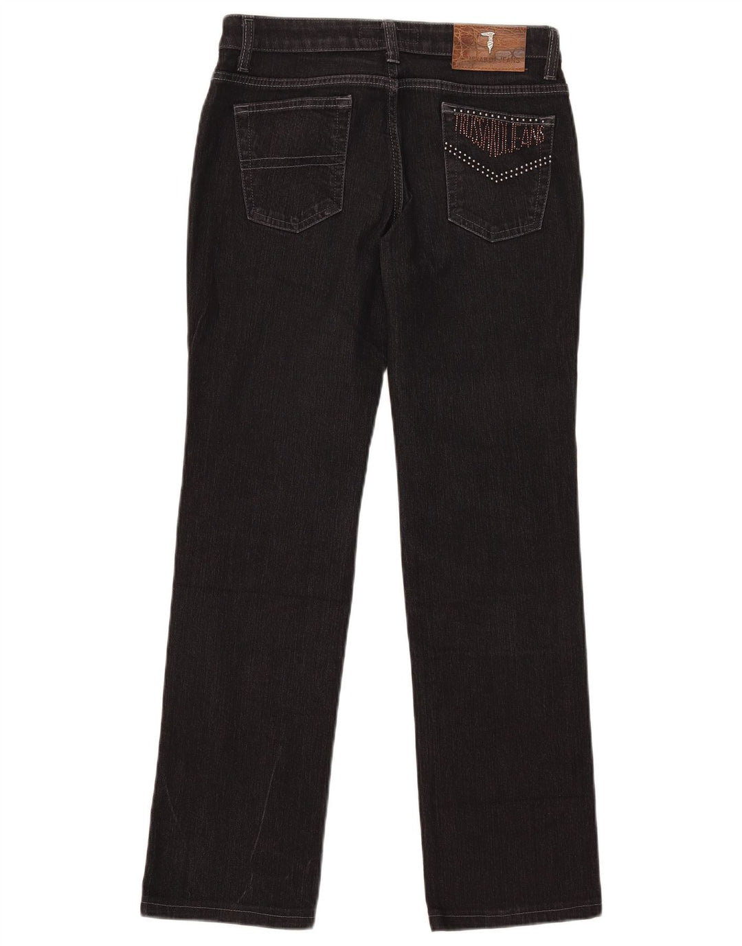 Jeans retos femininos Trussardi W28 L29 algodão preto