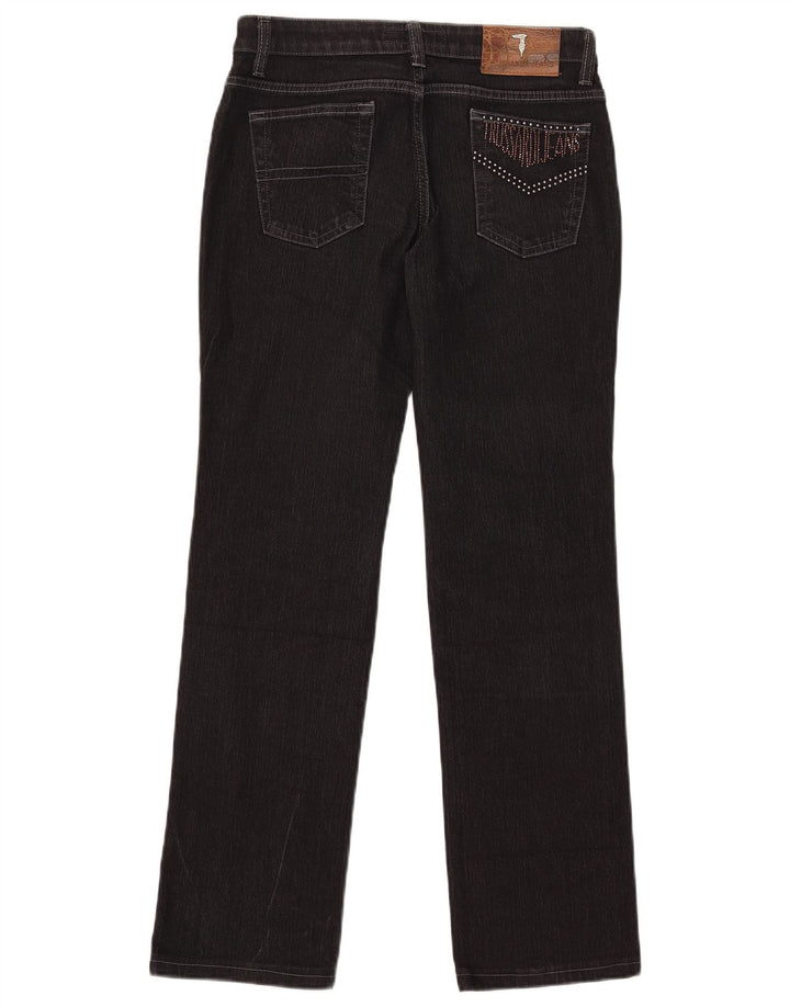 Jeans retos femininos Trussardi W28 L29 algodão preto