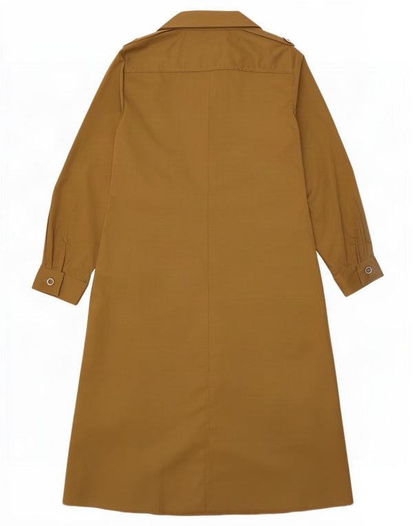 Vestido camisa feminino vintage de manga comprida UK 12 bege médio