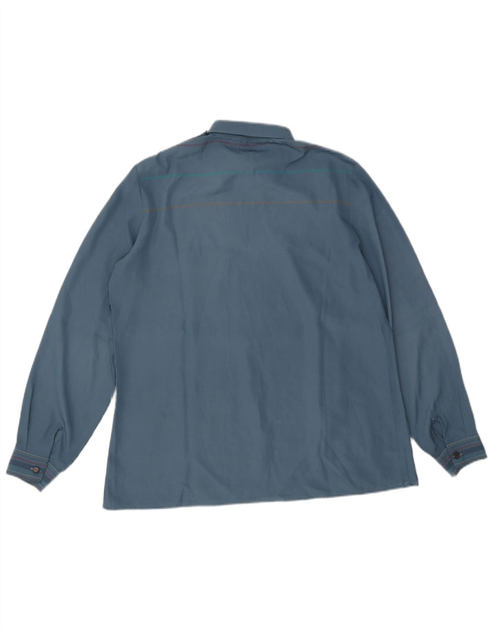 Pulôver feminino vintage IT 48 XL poliéster listrado azul