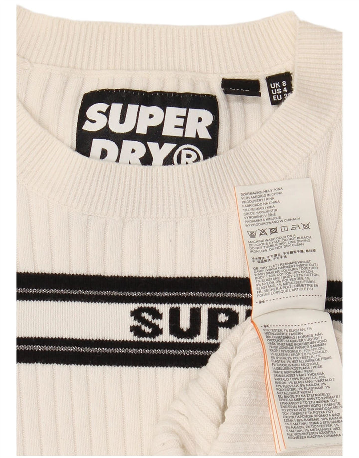 Suéter feminino SUPERDRY com gola redonda e listrado branco pequeno Reino Unido 8