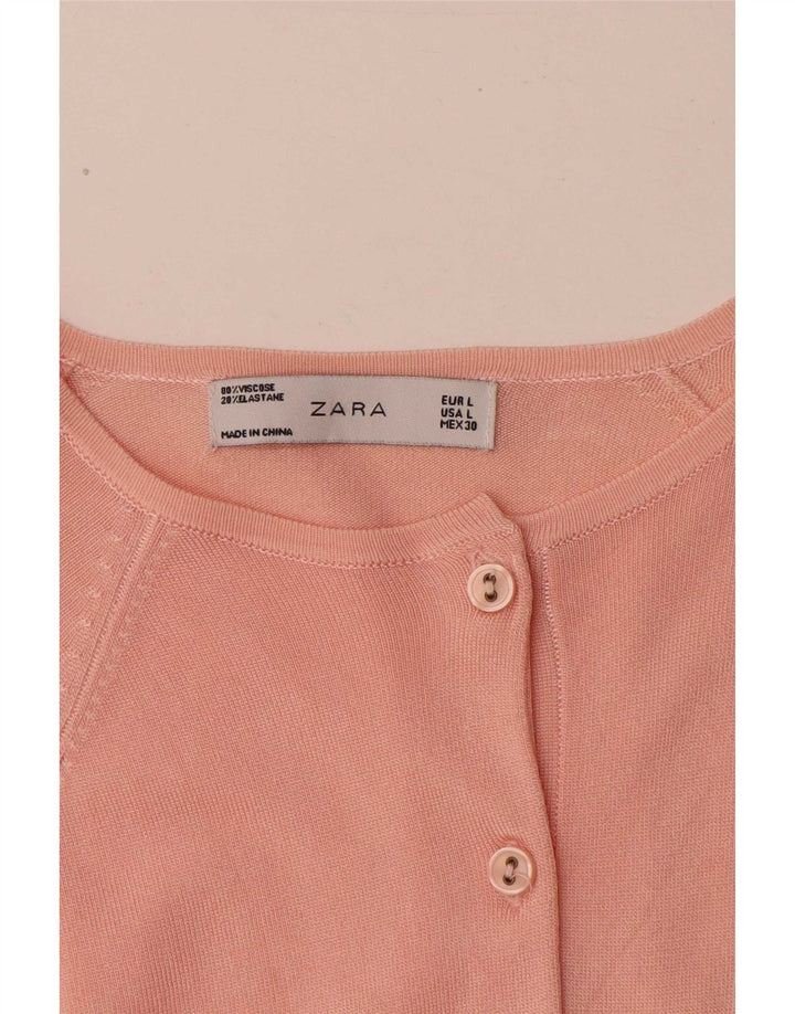 Suéter cardigã feminino Zara Reino Unido 16 grande rosa