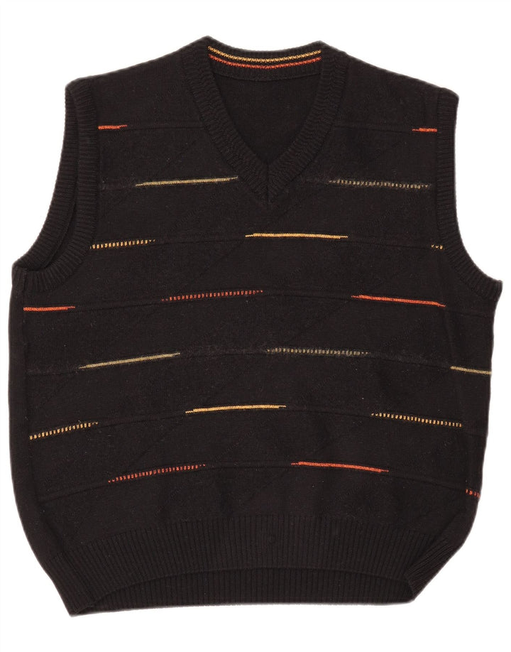 Regata feminina vintage VINTAGE UK 14 grande lã listrada preta