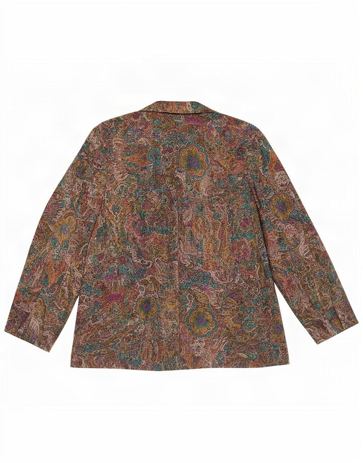 Jaqueta blazer feminina vintage com padrão abstrato Reino Unido 14 grande multicolorida
