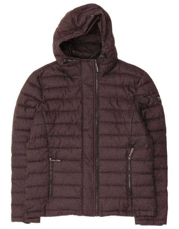 Jaqueta acolchoada com capuz masculina Superdry UK 46 3XL poliéster cinza