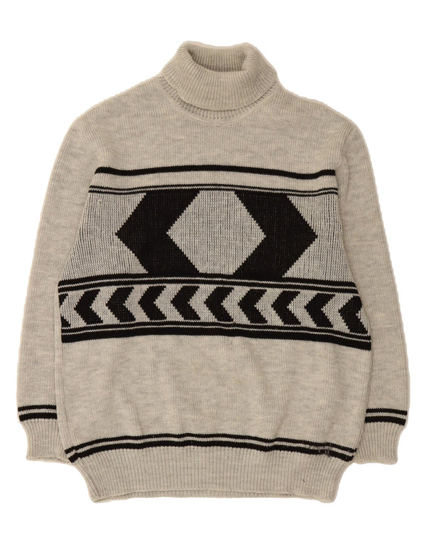 Suéter masculino VINTAGE com gola redonda IT 54 XL cinza geométrico acrílico