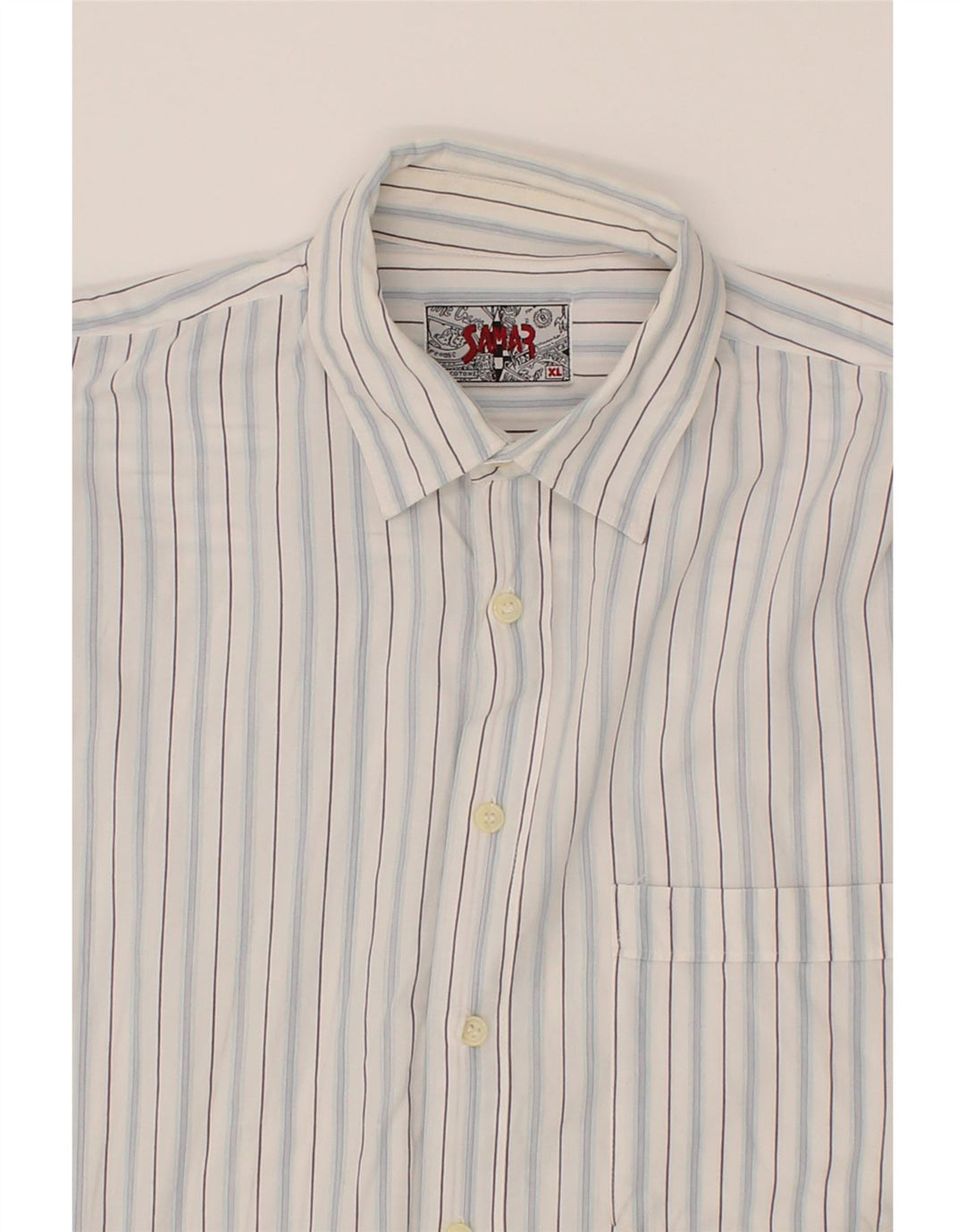 SAMAR Mens Shirt XL Blue Striped Vintage Samar and Second-Hand Samar from Messina Hembry 