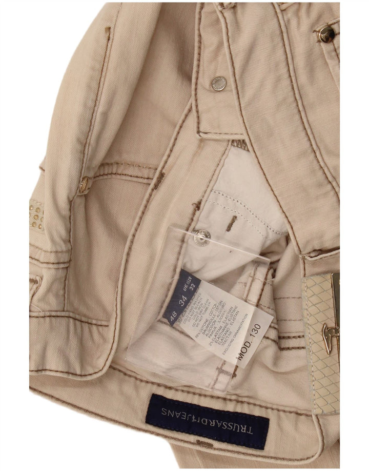 Jeans retos femininos Trussardi W32 L32 algodão bege