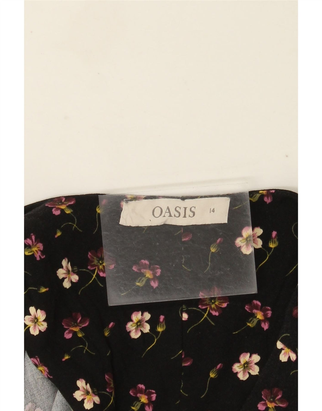Macacão feminino Oasis de manga curta UK 14 médio preto floral